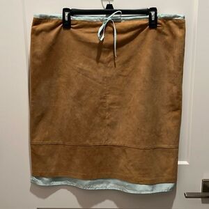 Sundance Leather and Silk Drawstring Skirt